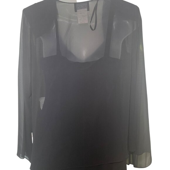 Xscape Petite Black Beaded Gown with Sheer Jacket – Size 6P – NWT - Picture 4 of 11